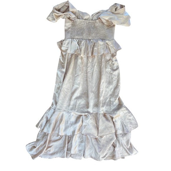 Show Me Your MuMu Reese Ruffle Bridesmaid Wedding Dress Champagne Size Medium - Picture 8 of 8